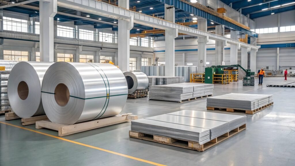 A graphic highlighting five key properties of aluminum with distinct icons and brief descriptions for each.